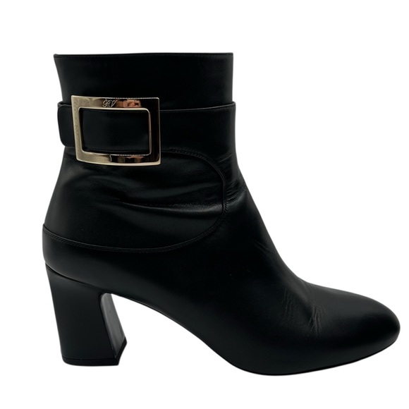 ROGER VIVIER Trompette Buckled Leather Ankle Boots size 39.5 - Picture 4 of 8